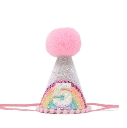 Pink Rainbow Party Hat