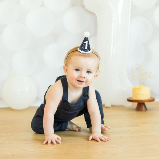 Navy Blue and White Glitter Hat