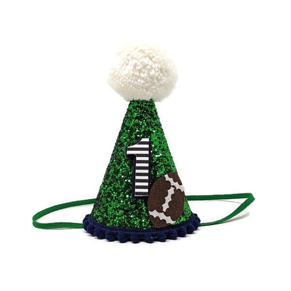 Football Birthday Party Hat, Birthday Party Hat, Boys first birthday, Sport Party, Little Blue Olive, Football Party Theme