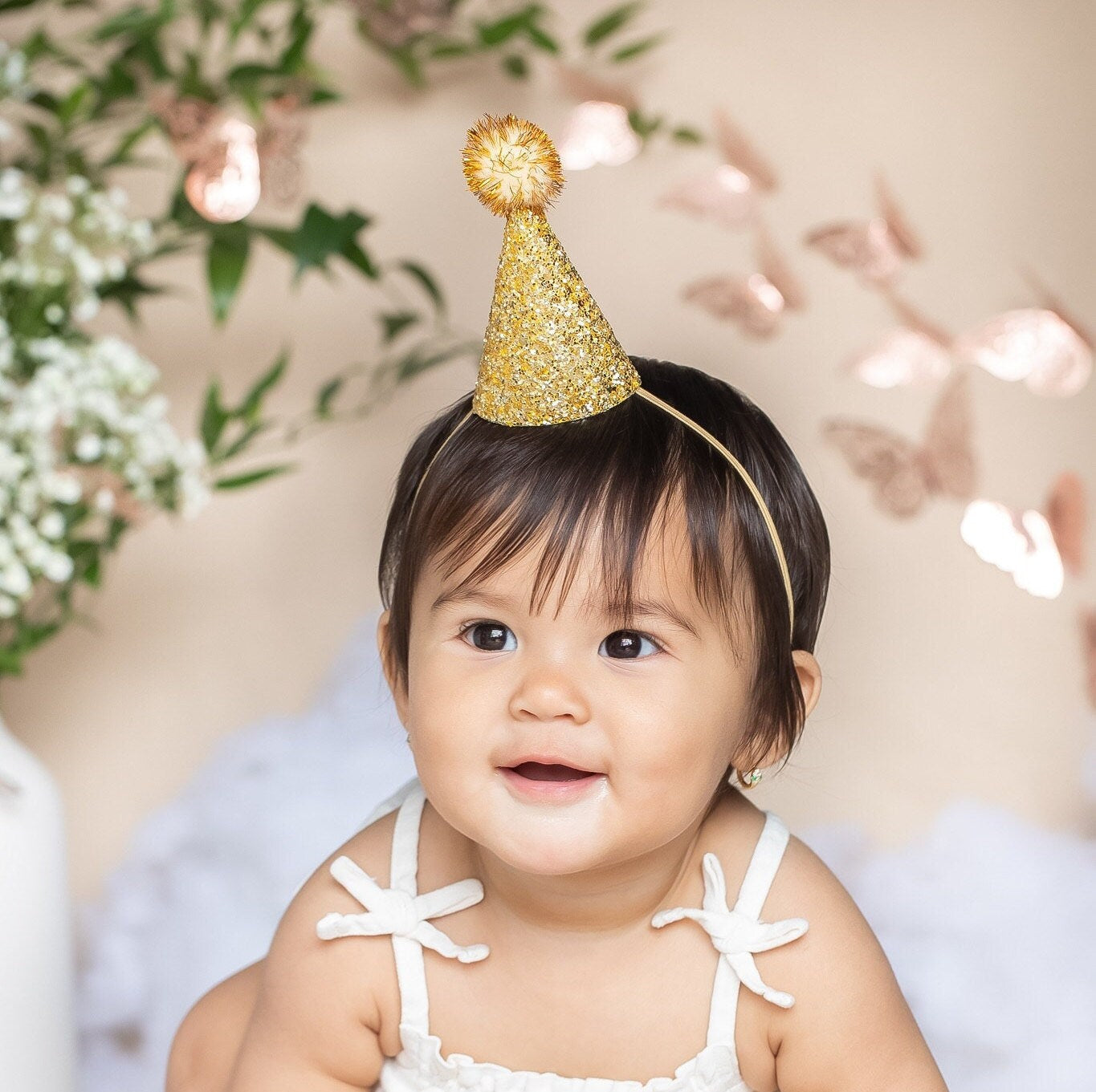Gold Birthday Hat, Gold Party Hat, First Birthday Hat, Over the Hill Birthday, Little Blue Olive