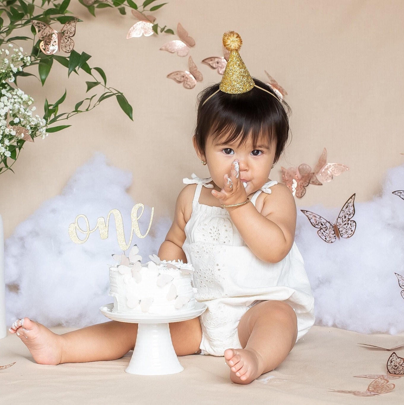 Gold Birthday Hat, Gold Party Hat, First Birthday Hat, Over the Hill Birthday, Little Blue Olive