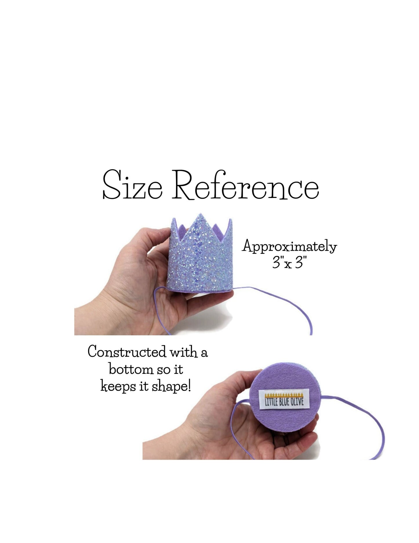 Light Blue Glitter Crown, Little Blue Olive, Alice, Black Bow and Black Pom Trim Crown