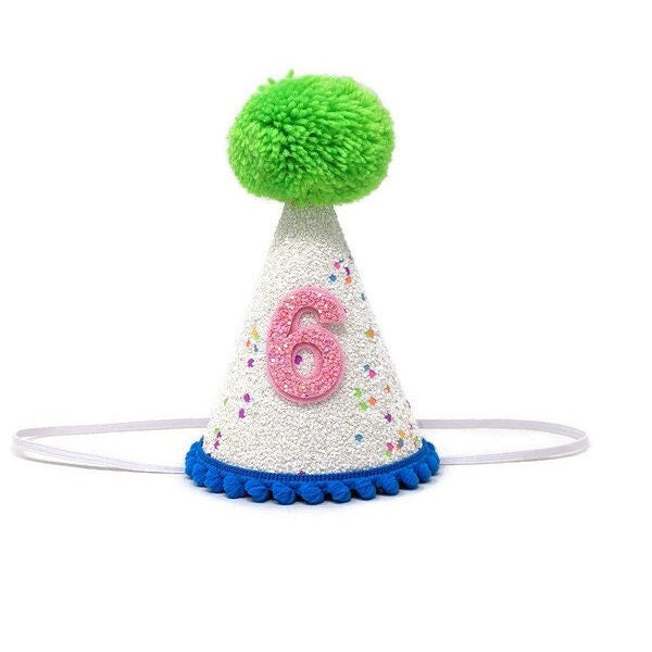 Neon Birthday Hat, Girl's First Birthday, Colorful Birthday Hat, Little Blue Olive, Any Age Birthday Party