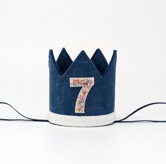 Denim Crown with Candy Sprinkle Number