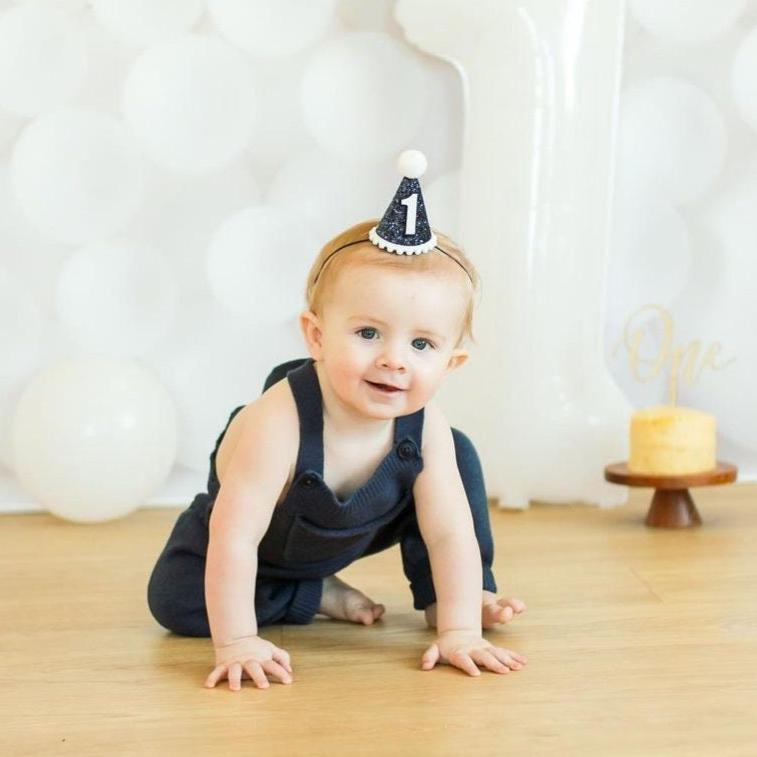 Navy Blue and White Glitter Hat