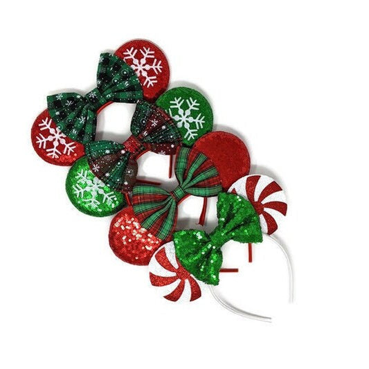 Christmas Mouse Ears, Red and Green Mouse Ears, Peppermint Mouse Ears, Snowflake Mouse Ears, Mouse Ears Christmas, Christmas Ears