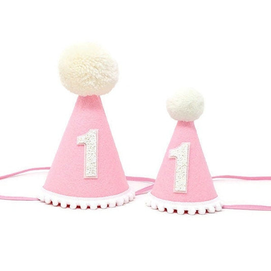 Pink Birthday Party Hat, Birthday Party Hat, Girl first birthday, Pink Party Hat, Little Blue Olive, Felt Party Hat