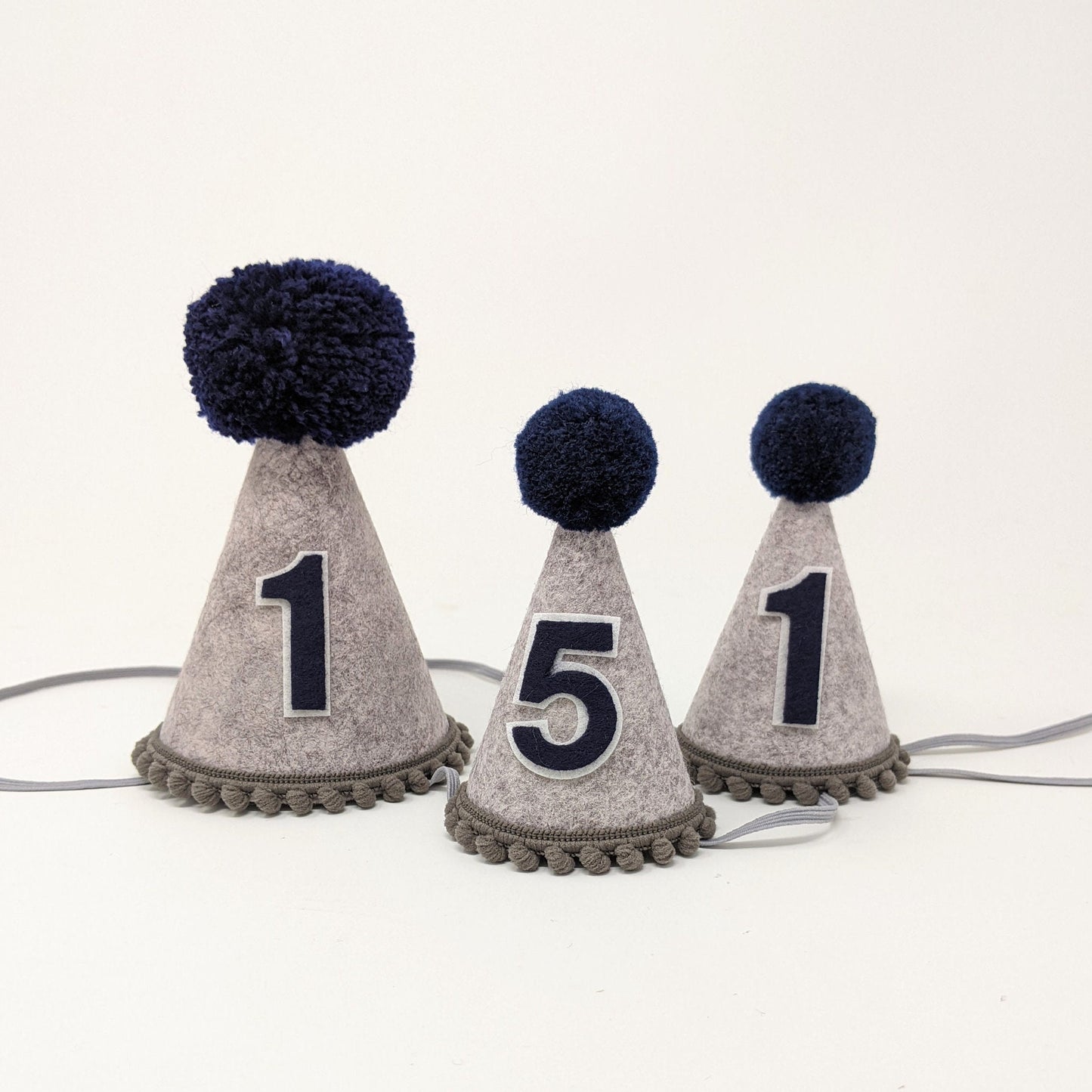 Heather Gray Birthday Party Hat, Birthday Party Hat, Boys first birthday, Gray and Navy Party Hat, Little Blue Olive, Felt Party Hat