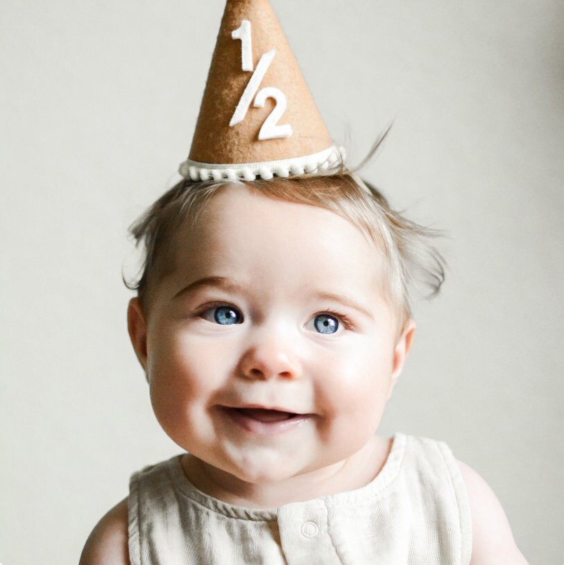 Linen Birthday Party Hat, Birthday Party Hat, Boys first birthday, Linen and Black Party Hat, Little Blue Olive, Felt Party Hat