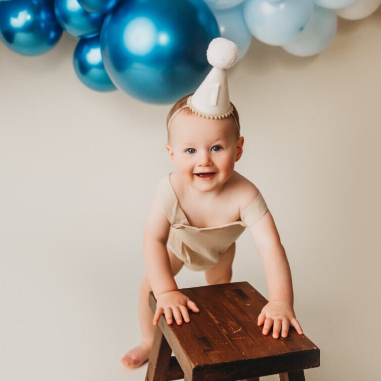 Linen Birthday Party Hat, Birthday Party Hat, Boys first birthday, Beige and Linen Party Hat, Little Blue Olive, Felt Party Hat