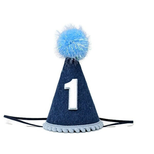 Denim Blue Birthday Party Hat, Birthday Party Hat, Boys first birthday, Denim Blue Party Hat, Little Blue Olive, Felt Party Hat