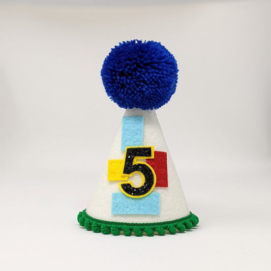 Building Blocks Birthday Party Hat, Birthday Party Hat, Boys birthday, Girls Birthday, Little Blue Olive, Building Block Party