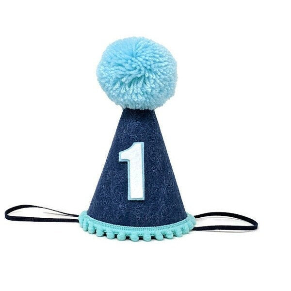 Denim and Aqua Birthday Hat