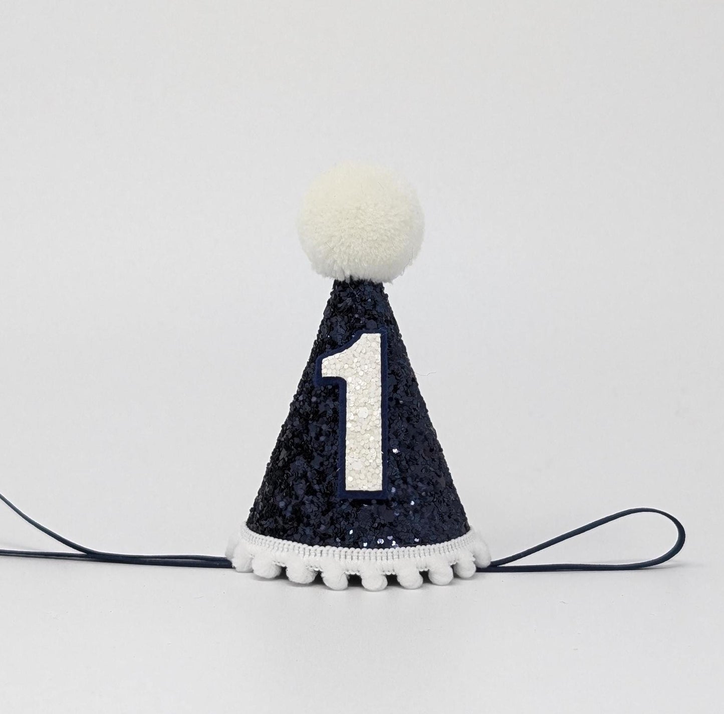 Navy Blue and White Glitter Hat