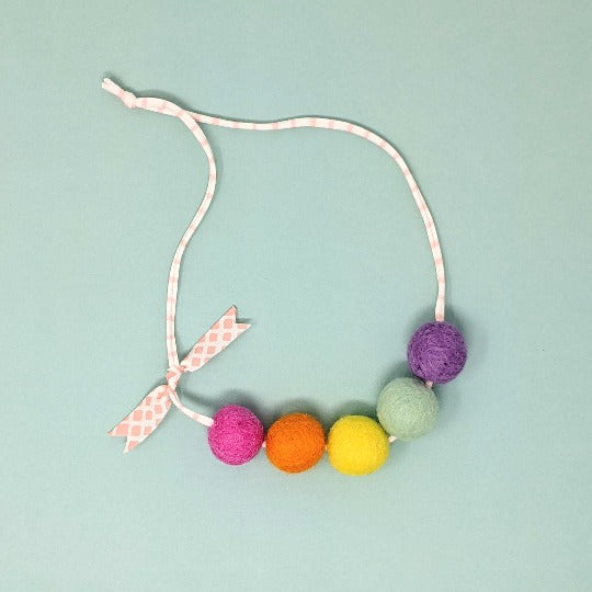 Pastel Wool Ball Necklace