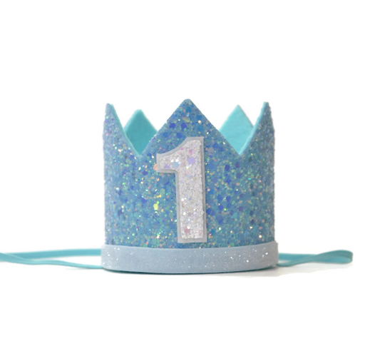 Baby Blue Glitter Crown, First Baby Boy Crown